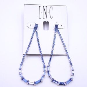INC International Concepts Silver Tone Blue Stone Tear drop Earrings